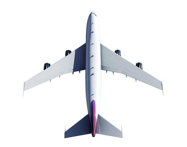istock rendering of an airplane from above isolated on white 617357350