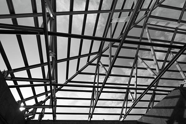 istock Structure of steel roof. 617357438