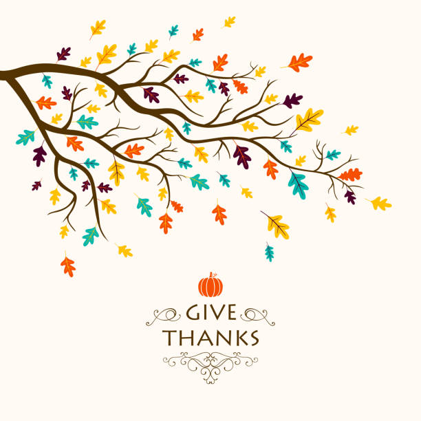 Vector Thanksgiving Design with Autumnal Branch Vector Illustration of a Thanksgiving Design with Autumnal Branch thanksgiving holiday silhouettes stock illustrations