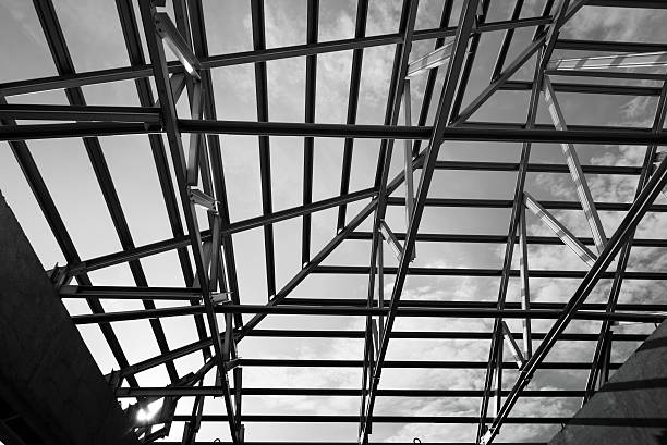 istock Structure of steel roof. 617357924