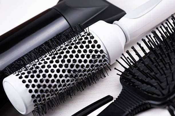 istock Black and white hair styling tools. 617358030