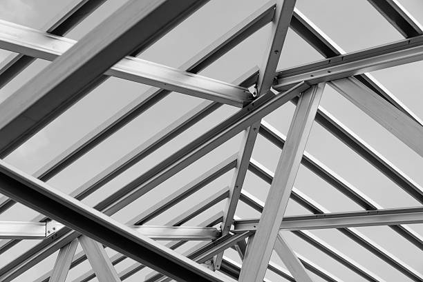 istock Structure of steel roof. 617358610