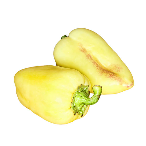 istock Green sweet peppers isolated on white background. 617358774