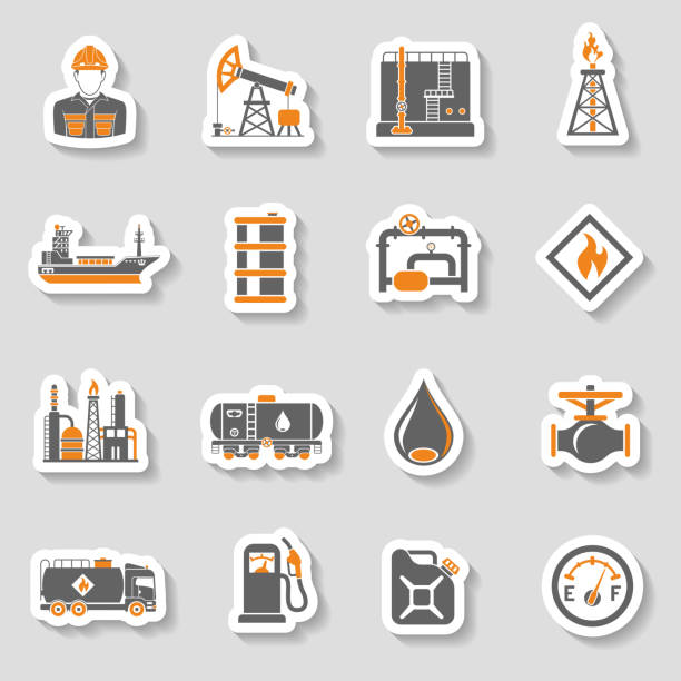 illustrations, cliparts, dessins animés et icônes de ensemble d’icônes de l’industrie pétrolière - valve manual worker industry oil industry