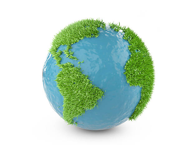 istock Green world concept with continents covered grass. 617360398