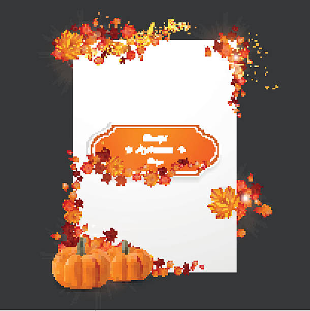 White cover in autumn thanksgiving theme. Vector autumn design. White cover in autumn thanksgiving theme. Vector autumn design. with leaves and photorealisitc pumpkin. thanksgiving live wallpaper stock illustrations