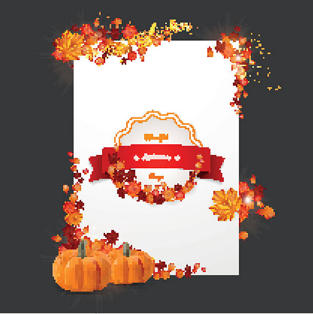 White cover in autumn thanksgiving theme. Vector autumn design. White cover in autumn thanksgiving theme. Vector autumn design. with leaves and photorealisitc pumpkin. thanksgiving live wallpaper stock illustrations