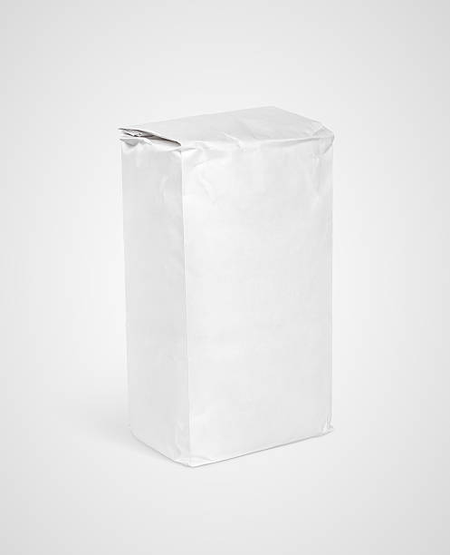 istock White blank paper bag package of flour on gray 617361128