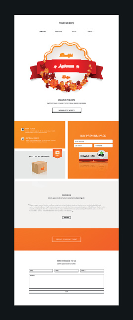Fall Theme Website Creative Autumn Theme Website Template Design Vector Stock Illustration ...