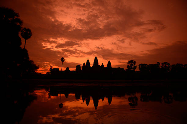 The Angkor Wat in the Temple City of Angkor near the City of Siem Riep in the west of Cambodia.