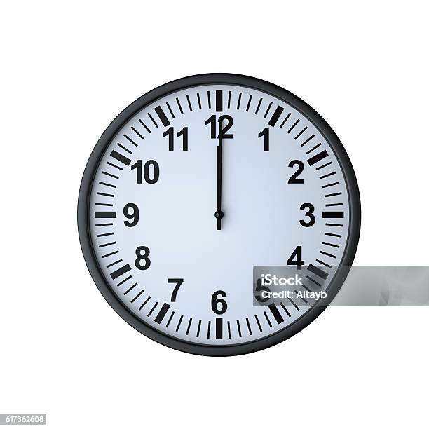 Clock Face Showing Twelve Oclock Stock Photo - Download Image Now - 12