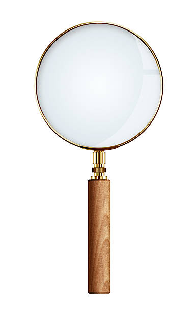 istock Golden Magnifying glass isolated on white background 617362644