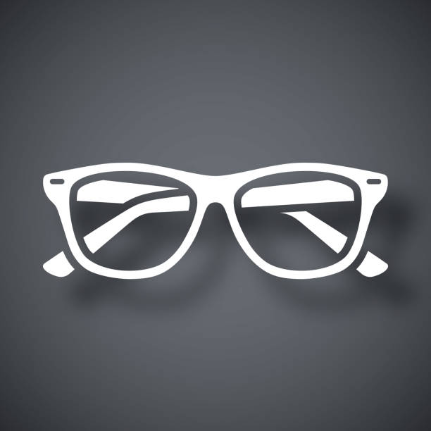 vector glasses-symbol auf dunkelgrauem hintergrund - river wear illustrations stock-grafiken, -clipart, -cartoons und -symbole