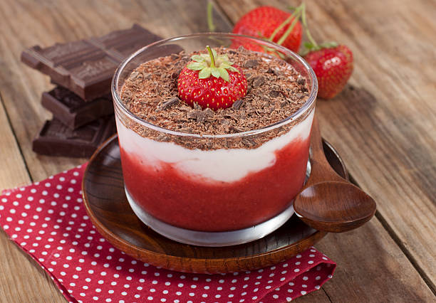 istock Strawberry smoothie with yogurt and grated chocolate. 617364868