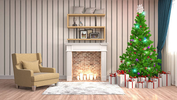 istock Christmas tree with decorations in the living room. 3d illustrat 617365116