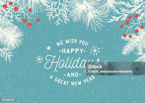 Holiday Background With Evergreen Branches Stock Illustration - Download Image Now - Christmas, Backgrounds, Holiday - Event