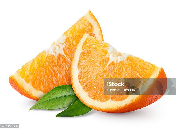 Orange Fruit Slice Isolated On White Stock Photo - Download Image Now - Orange - Fruit, Orange Color, Slice of Food