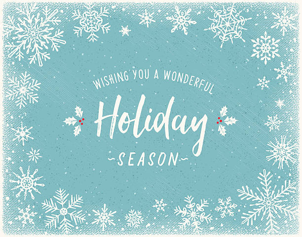 Holiday Background with Snowflake Frame Holiday background with snowflake frame and text. File is layered and global colors used. snowflake shape borders stock illustrations