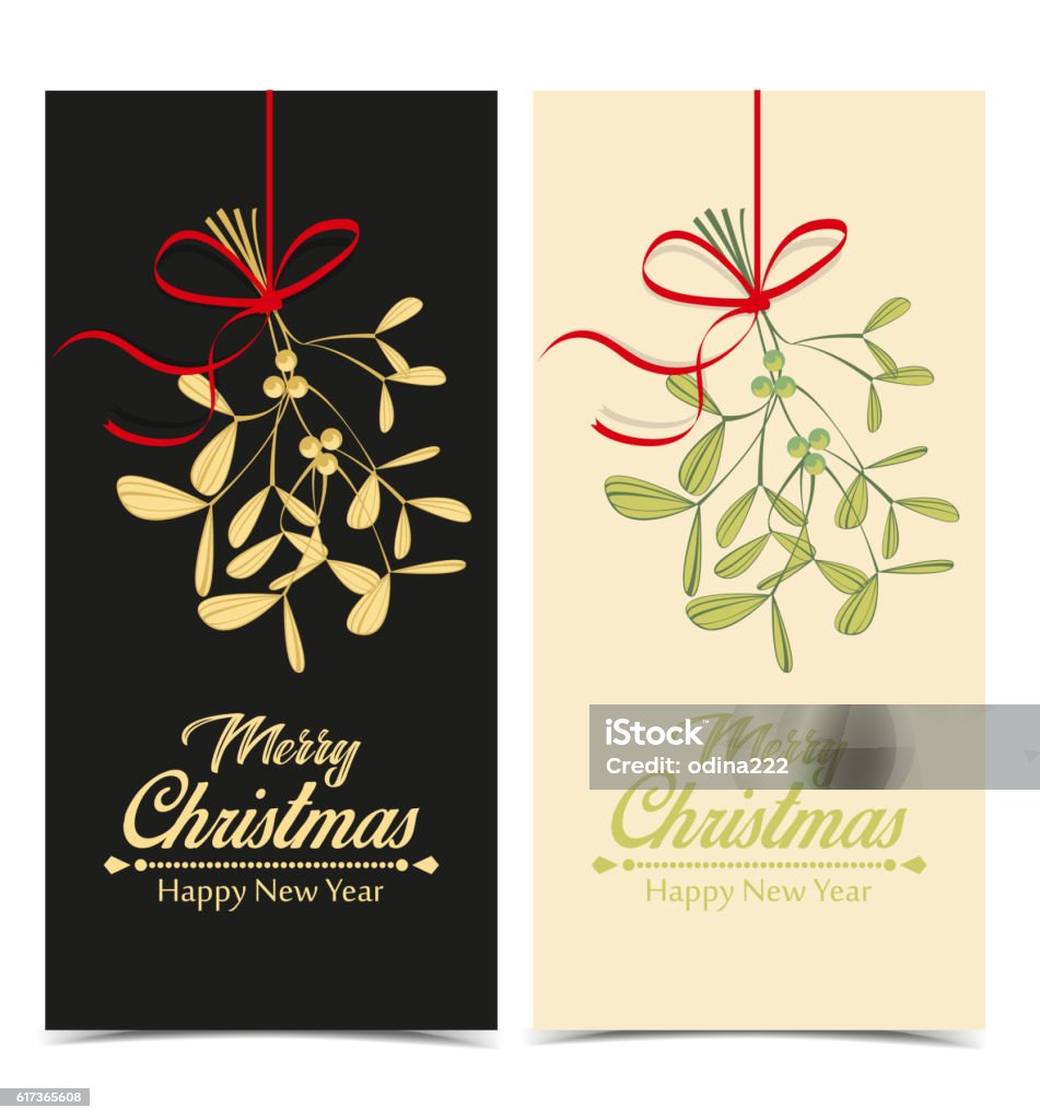 Vector Christmas Mistletoe Christmas mistletoe hanging, vector illustration Christmas background Mistletoe stock vector