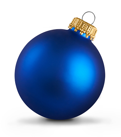 Blue christmas ball over white background