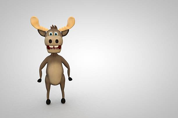 Cute moose cartoon animal zoo forest 3d illustration