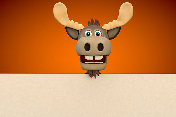 Cute Moose Cartoon Animal Zoo Forest Stock Photo - Download Image Now -  Animal, Animal Wildlife, Antler - iStock