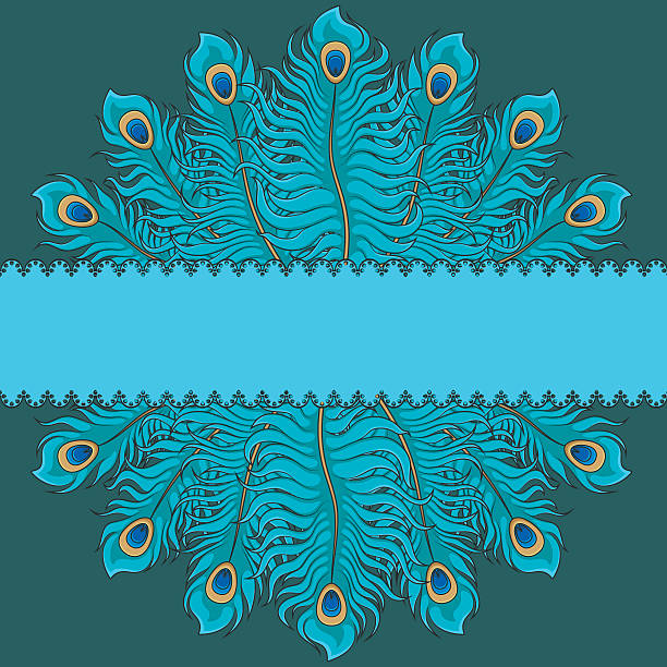 istock Card with peacock feathers and a place for an inscription. 617367024