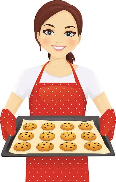 Vector illustration of Woman baking cookies