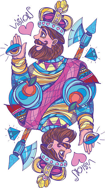 istock King of hearts. Playing card suit in style pastel goth. 617369370