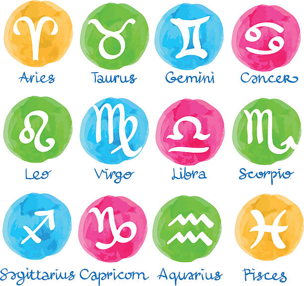 istock Zodiac symbols round logo. Astronomy and astrology. 617371380