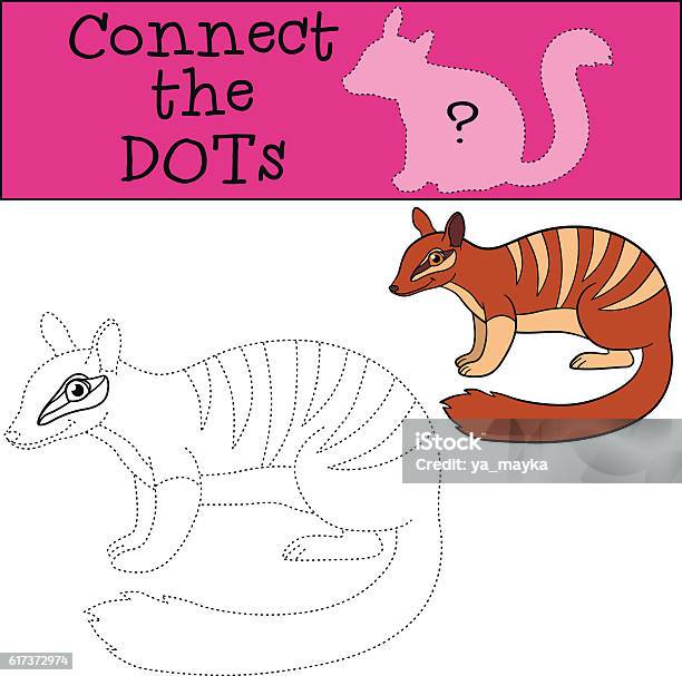 Educational Game Connect The Dots Little Cute Numbat Smiles Stock Illustration - Download Image Now