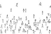 Seamless banner of tiny people, can be tiled horizontally