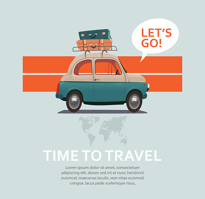 Car travel banner illustration.