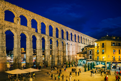 The roman aqueduct in Segovia, Spain.