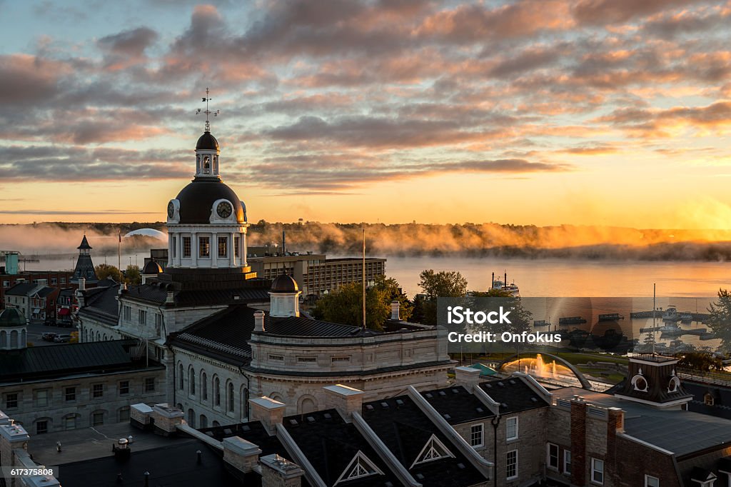 City of Kingston Ontario, Canada at Sunrise DSLR picture of the cityscape and the city hall of Kingston, Ontario and sunrise. Kingston - Ontario Stock Photo