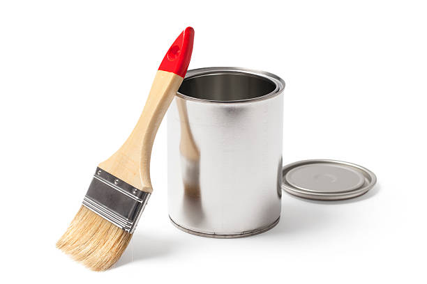 istock Open Paint Can and a Brush with a Clipping Path 617377050