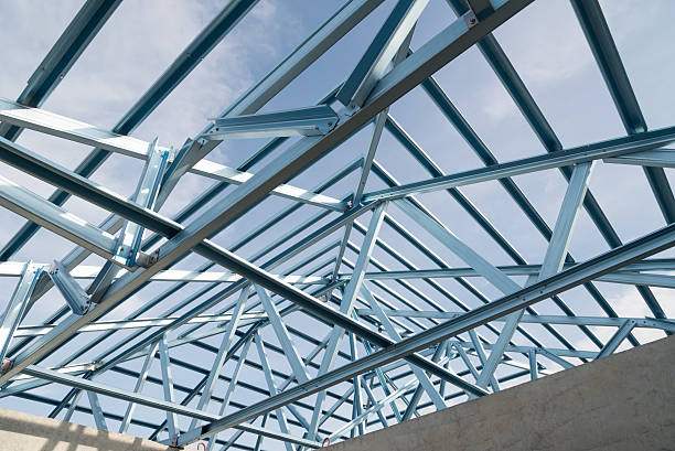 istock Structure of steel roof. 617377102