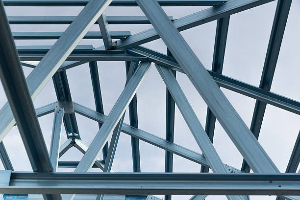 istock Structure of steel roof. 617377278