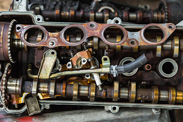 istock Old parts of car engine 617377610