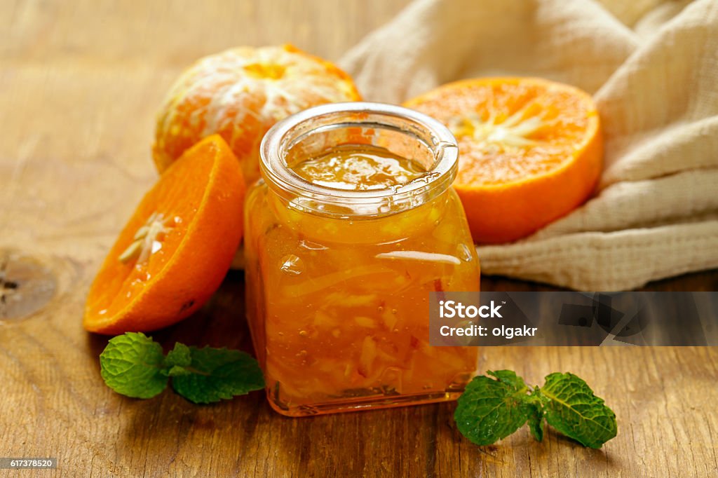 Homemade organic jam of citrus, orange, manadarin. Homemade organic jam of citrus, orange, manadarin. Healthy natural food Marmalade Stock Photo