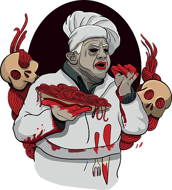 Vector illustration of spaghetti from zombie blood