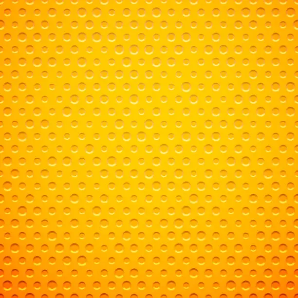 Vector illustration of Yellow metal or plastic texture with holes