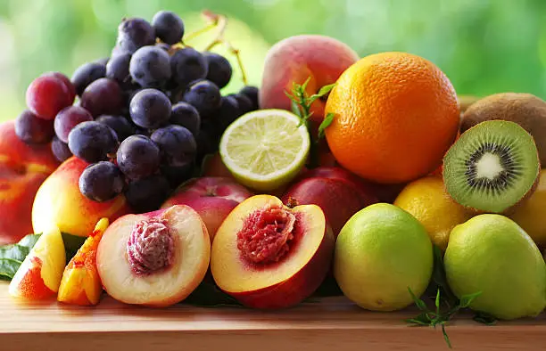 Assortment of juicy fruits on table