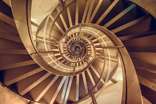 Spiral staircase in tower - interior architecture of high building