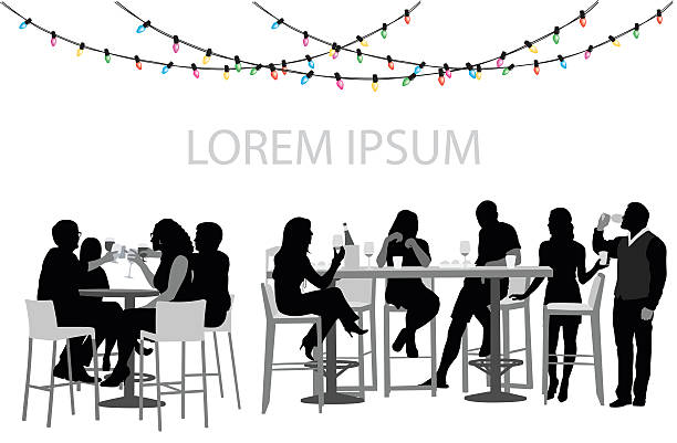 weihnachtsfeier restaurant - eating silhouette men people stock-grafiken, -clipart, -cartoons und -symbole