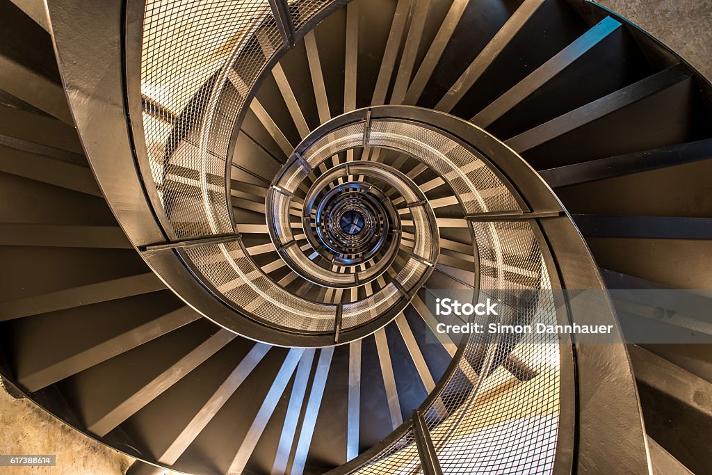 Spiral staircase in tower - interior architecture of building Spiral staircase in tower - interior architecture of high building Circle Stock Photo