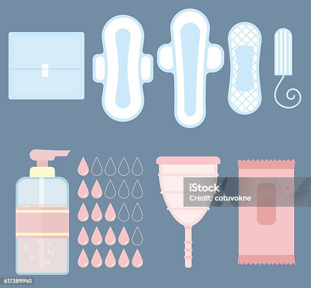 Feminine Personal Hygiene Vector Items Set Stock Illustration - Download Image Now - Adult, Bar Of Soap, Bathroom