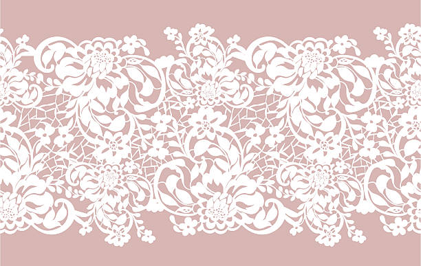 ilustrações de stock, clip art, desenhos animados e ícones de openwork padrão de renda sem costura com lindas flores rosas - lace frame