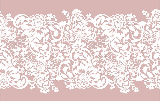 бесшовные ажурное кружево с красивыми цветами роз - lace frame retro revival floral pattern stock illustrations