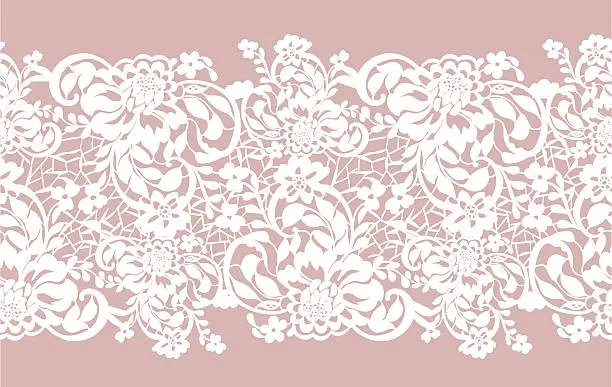 Vector illustration of Seamless openwork lace patterned with beautiful flowers roses
